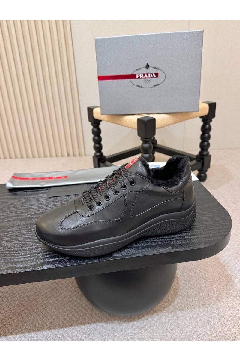 Prada Кожаные кроссовки с мехом America's Cup
