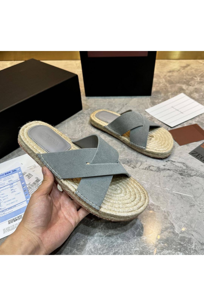 Zegna Мужские шлёпанцы suede - Blue