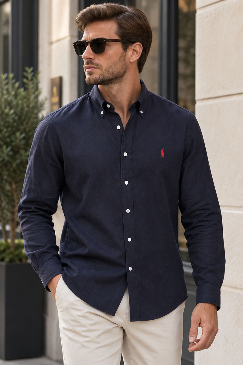 Polo Ralph Lauren Льняная рубашка pony-embroidered - Navy