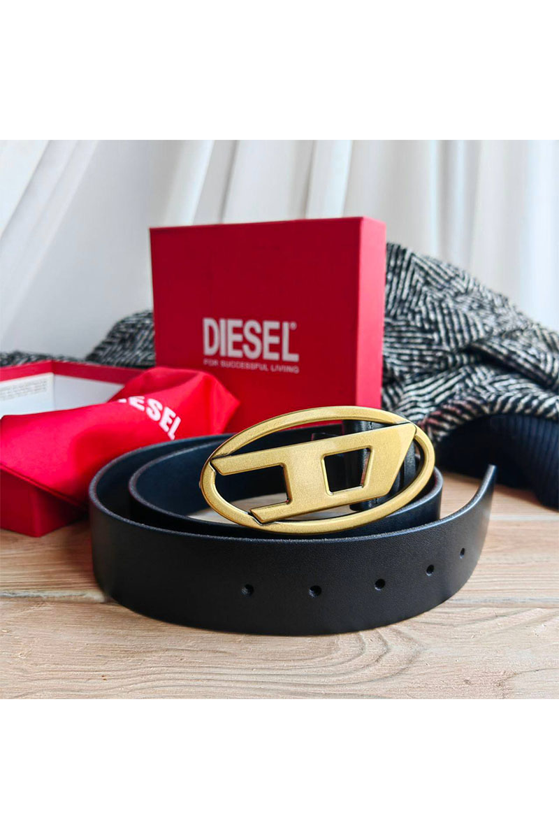Diesel Кожаный ремень D-buckle (ширина 4 см)
