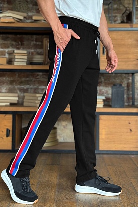 Чёрные спортивные штаны striped logo