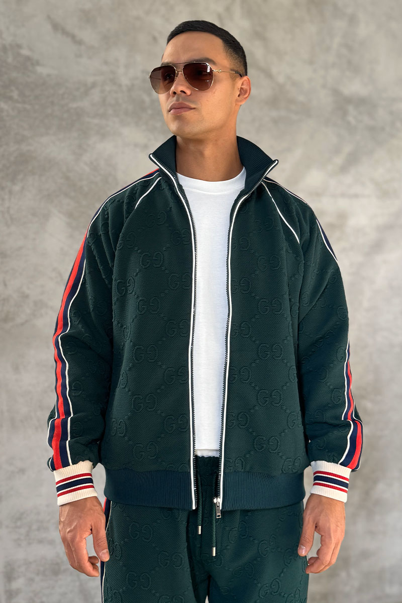 Gucci Зелёный спортивный костюм GG jacquard