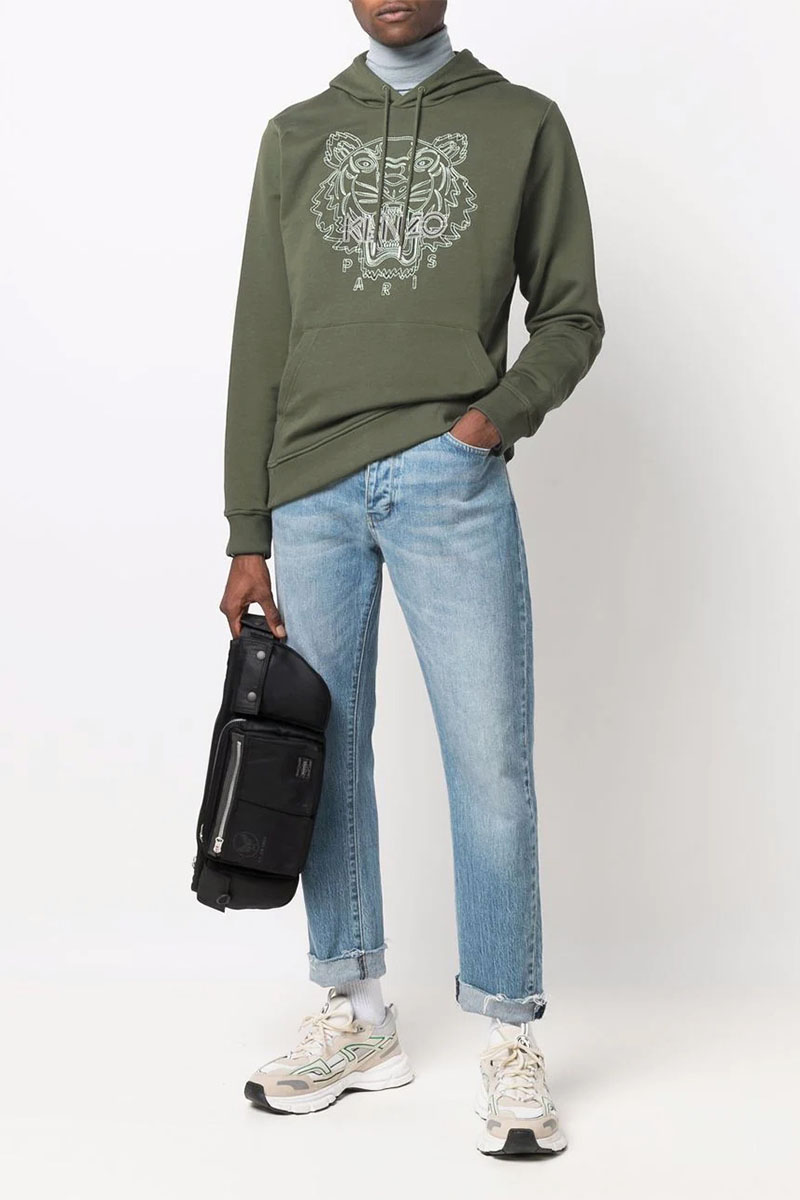 Kenzo Зелёное худи Tiger Head embroidered