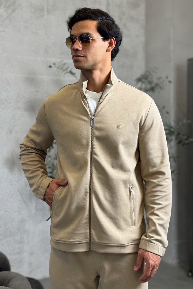 Brioni Бежевая кофта на молнии B-еmbroidery