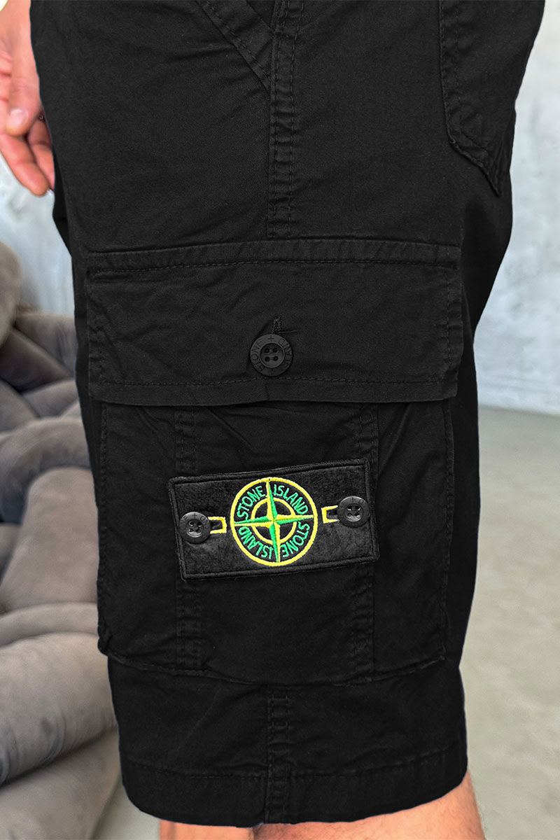 Stone Island Чёрные шорты cargo compass-patch