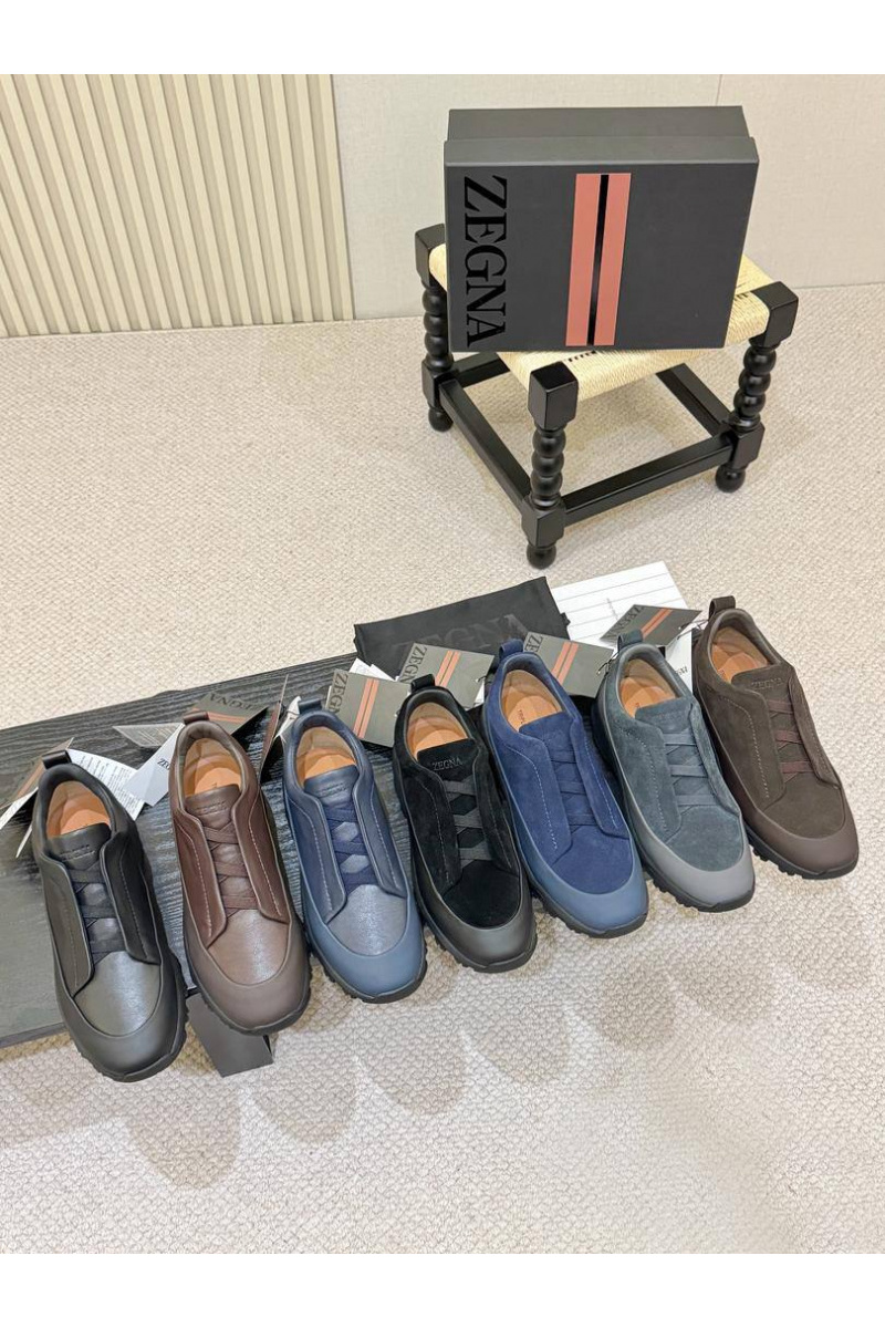 Zegna Замшевые кроссовки Triple Stitch Monte - Black