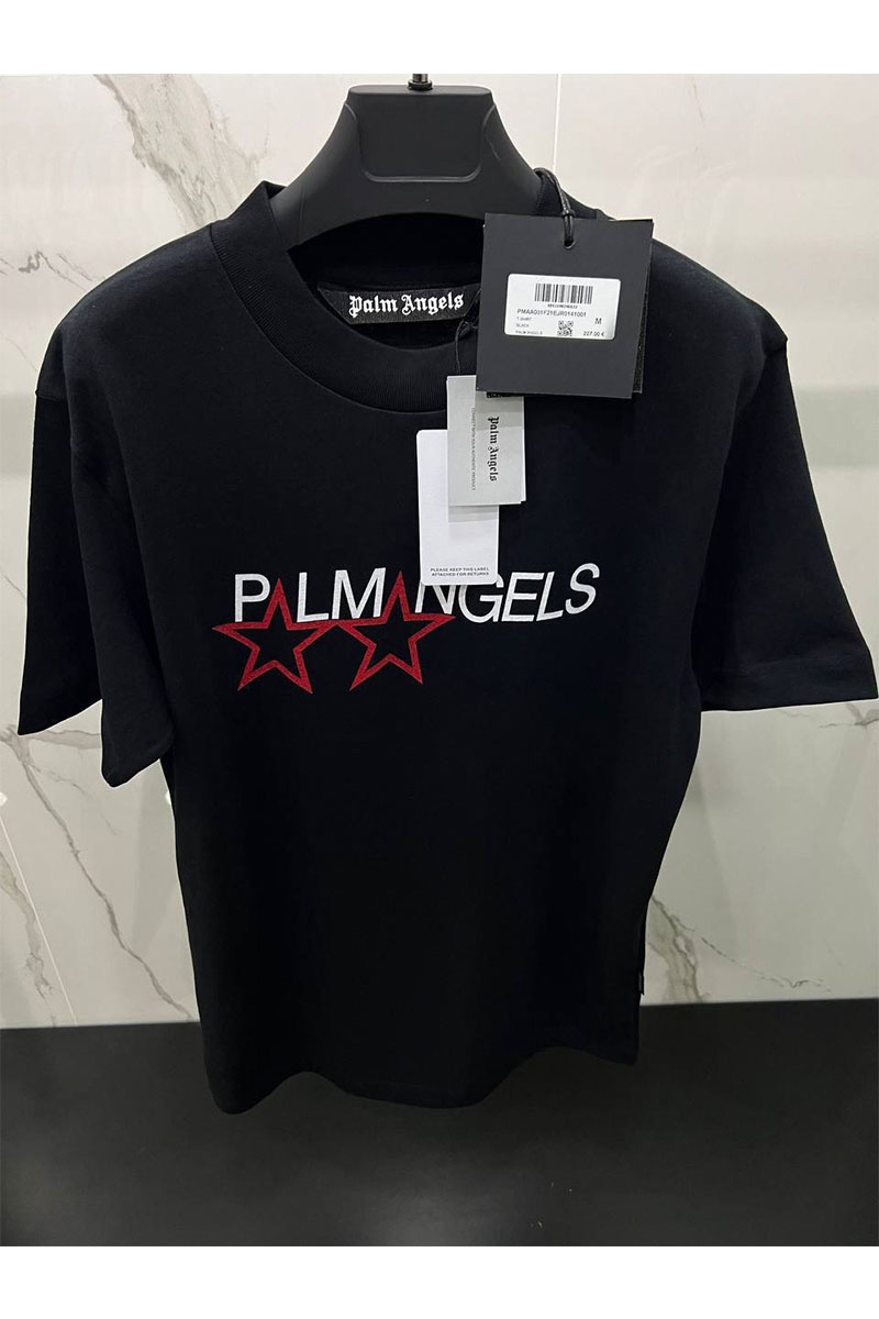 Palm Angels Чёрная оверсайз футболка Racing Stars
