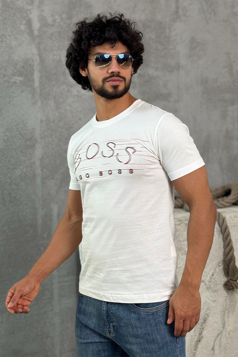 Hugо Воss Футболка белого цвета logo-applique