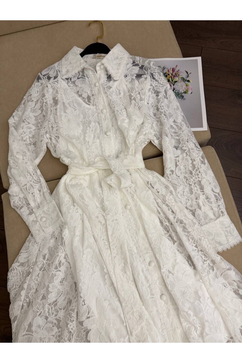 Zimmermann Женское кружевное платье белого цвета premium