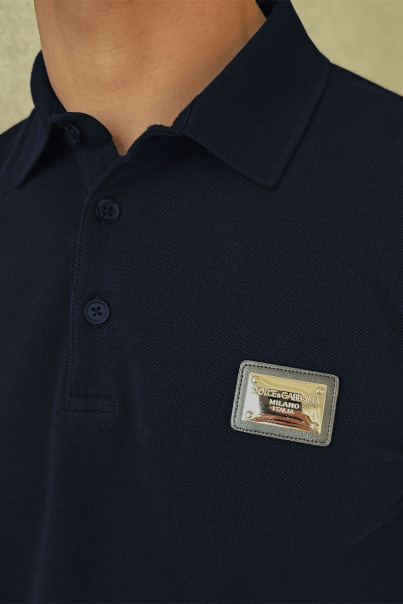 Dоlсе & Gаbbаnа Мужское тёмно-синее поло logo-plaque