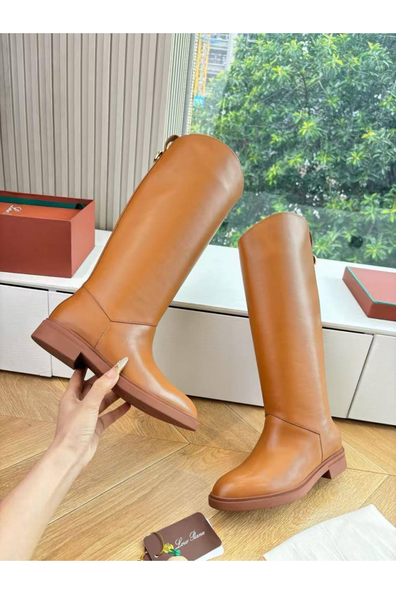 Loro Piana Женские кожаные сапоги premium - Chestnut