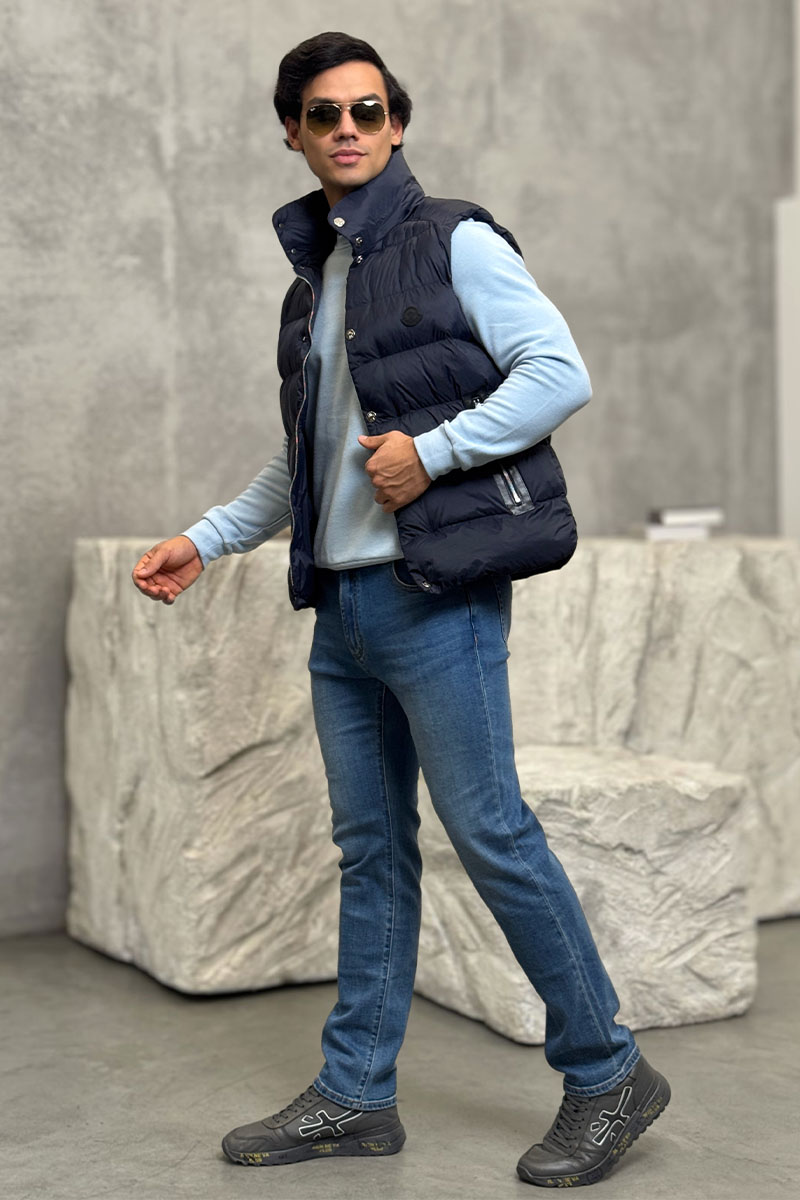 Moncler Тёмно-синий жилет Herniaire logo-patch