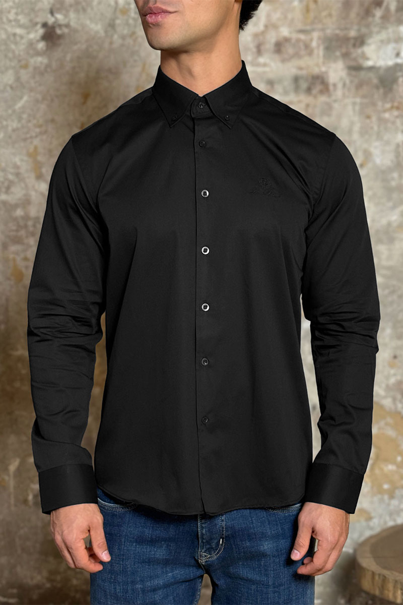 Loro Piana Мужская рубашка logo-embroidered - Black