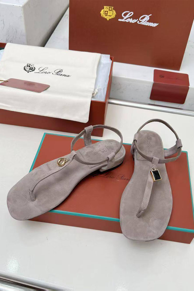 Loro Piana Женские замшевые сандалии Premium - Grey