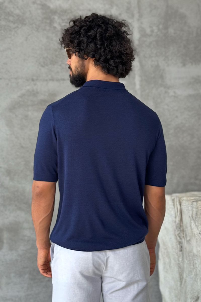 Stеfаnо Riссi Мужское поло Eagle zip-neck - Navy