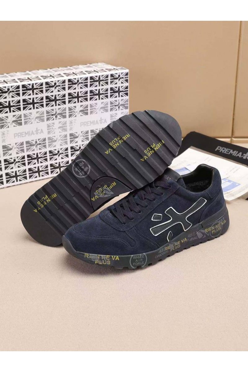 Premiata Замшевые кроссовки с мехом low-top - Navy