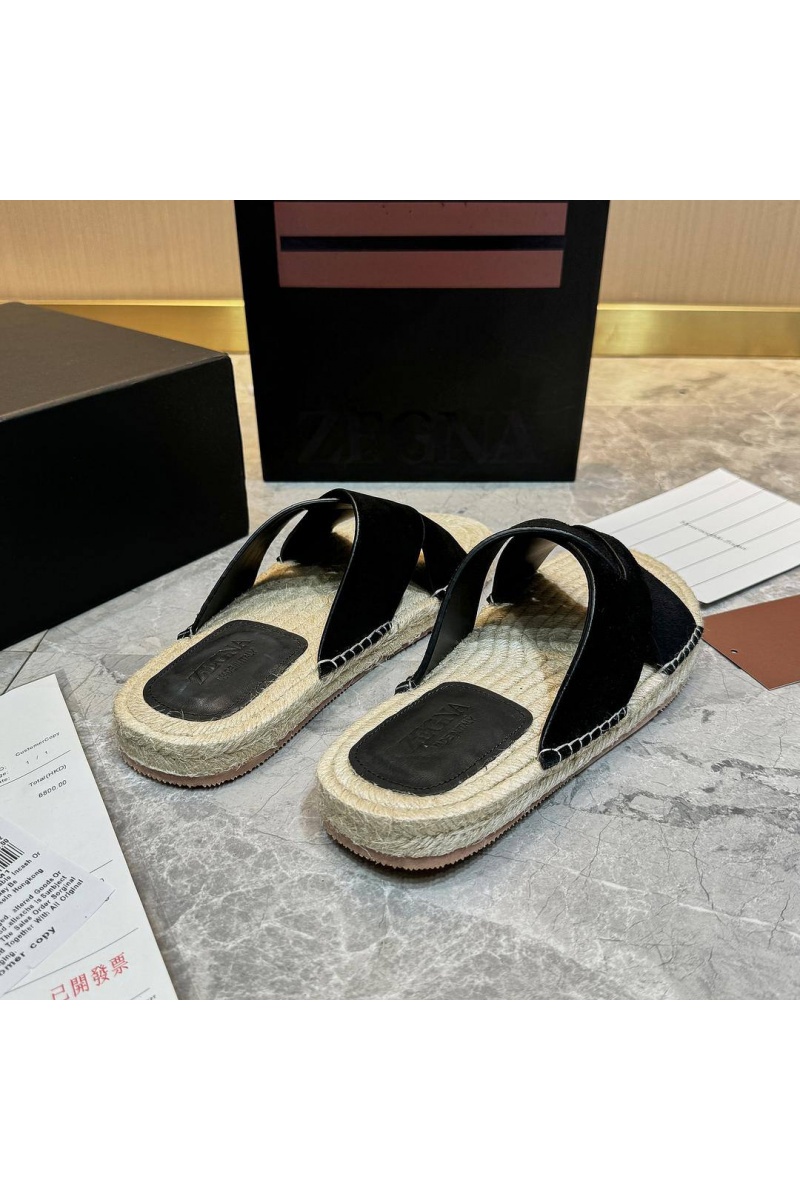 Zegna Мужские шлёпанцы suede - Black