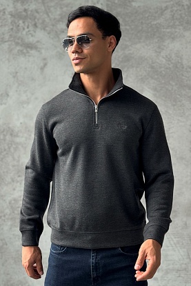 Утеплённая кофта zip-neck - Grey 