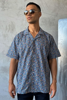 Мужская чёрная рубашка floral-print 