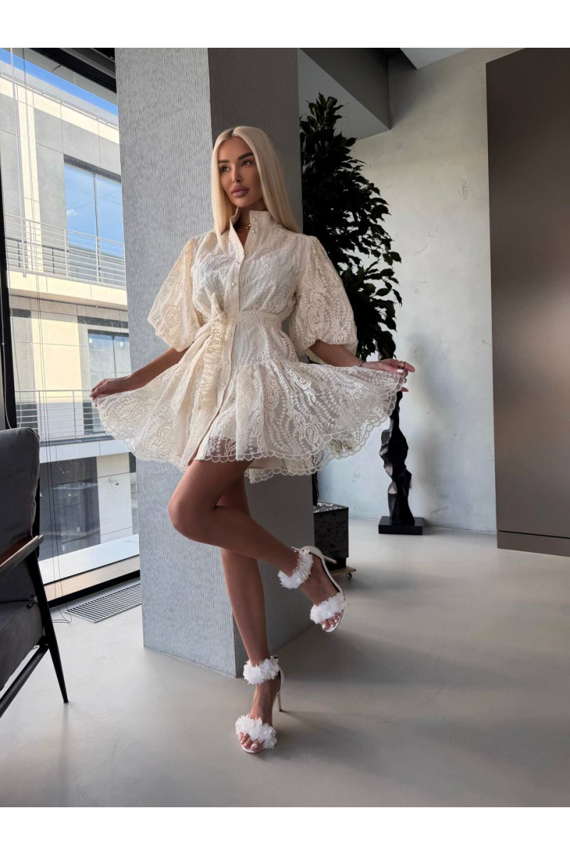Zimmermann Женское кружевное платье premium белого цвета