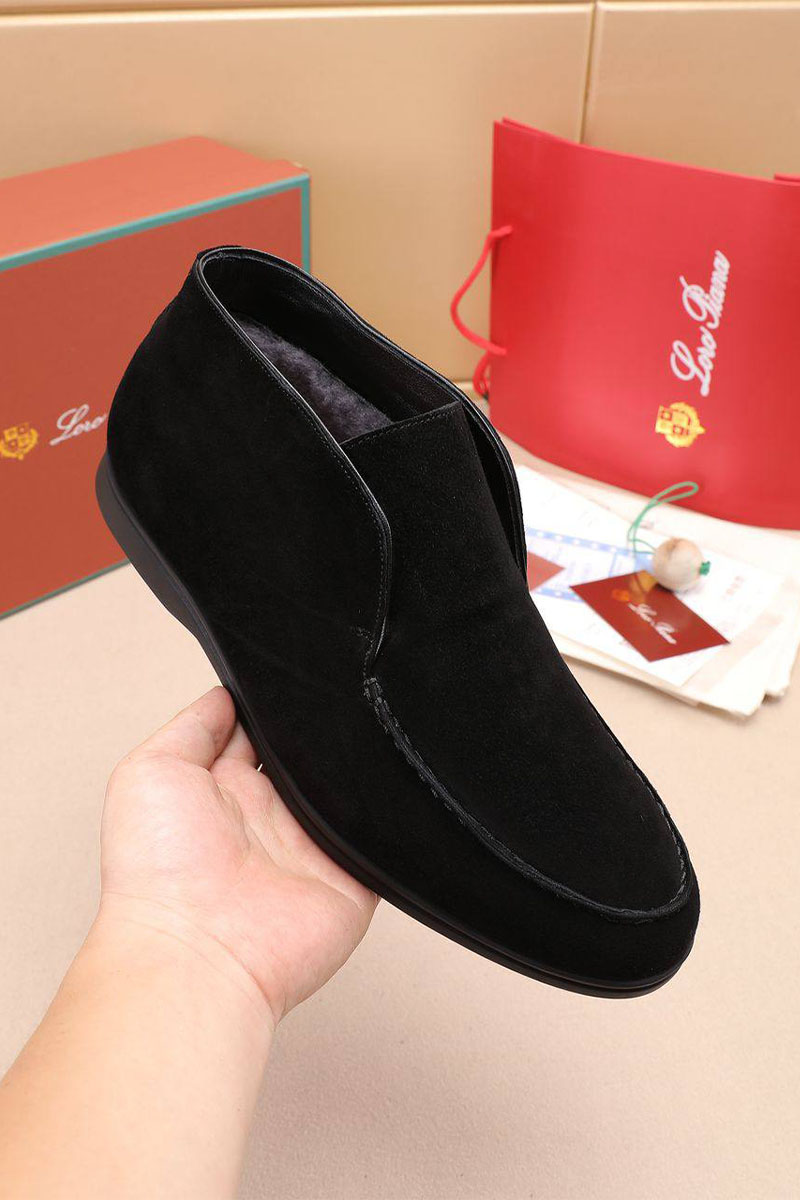 Loro Piana Замшевые лоферы с мехом Open Walk - Black