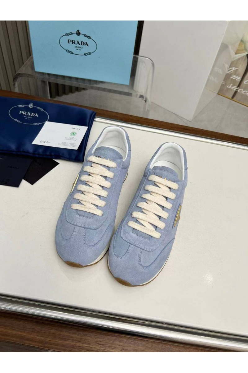 Prada Женские замшевые кроссовки Premium - Blue
