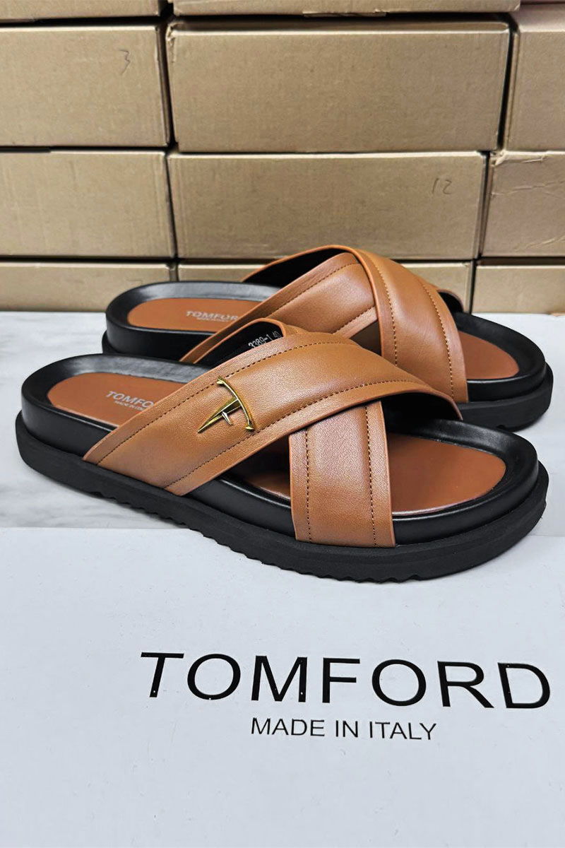 Tom Ford Кожаные шлёпанцы Preston - Brown