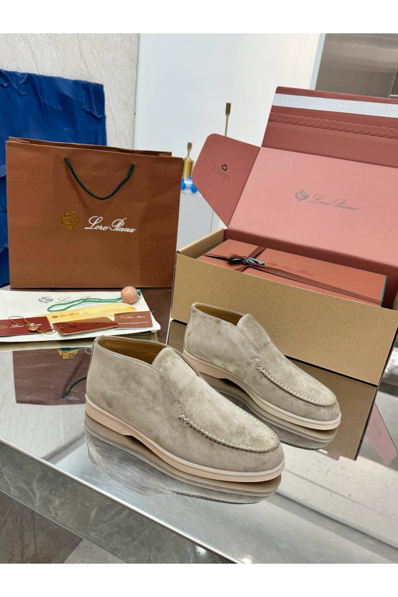 Loro Piana Женские замшевые лоферы premium - Light Grey