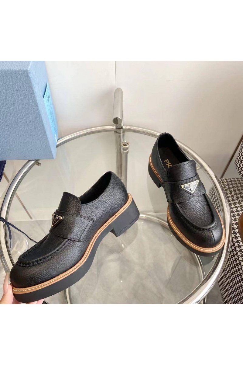 Prada Женские кожаные лоферы Premium - Black
