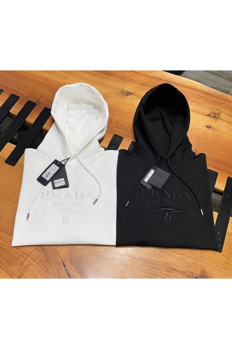 Prada Мужское чёрное худи logo-embroidered 