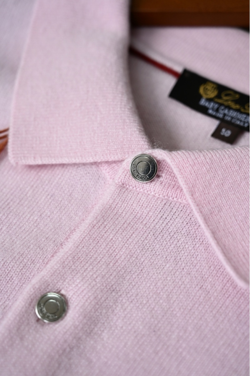 Loro Piana Розовое поло с длинным рукавом premium