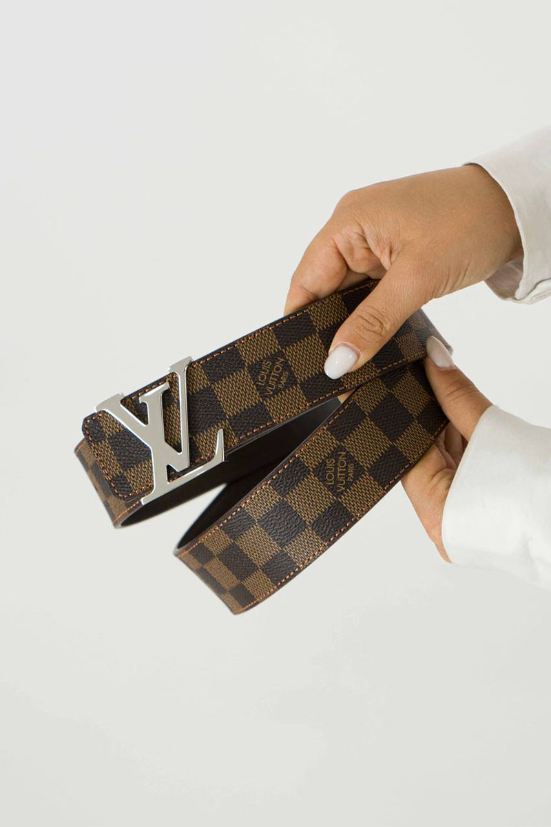 Lоuis Vuittоn Кожаный ремень Initiales Damier (длина 85 - 115 см)
