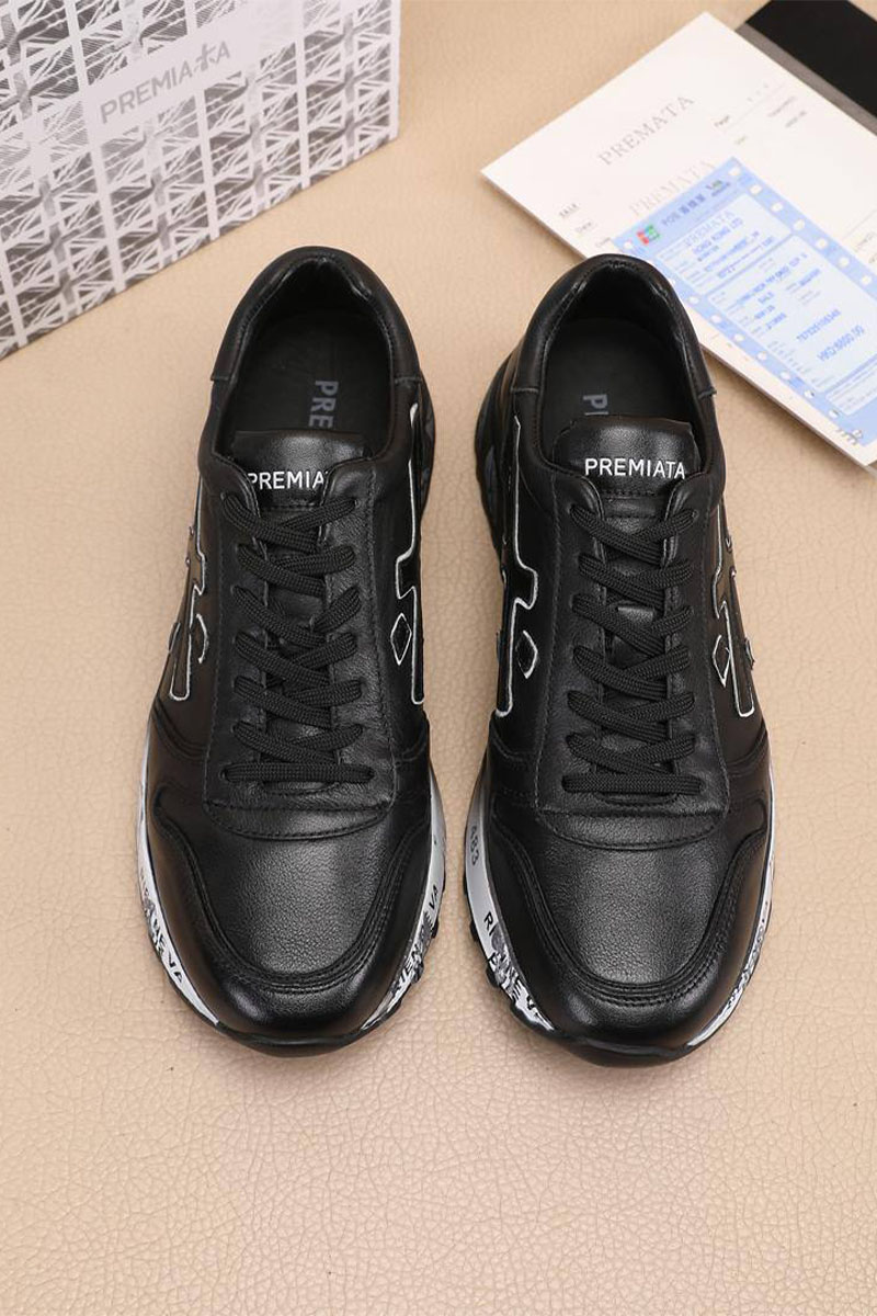 Premiata Чёрные кожаные кроссовки Mick