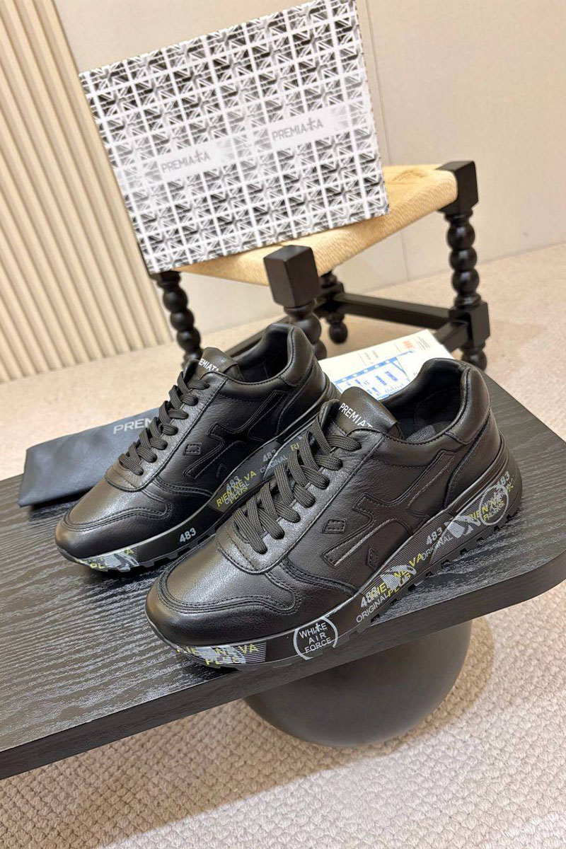Premiata Чёрные кожаные кроссовки Mick
