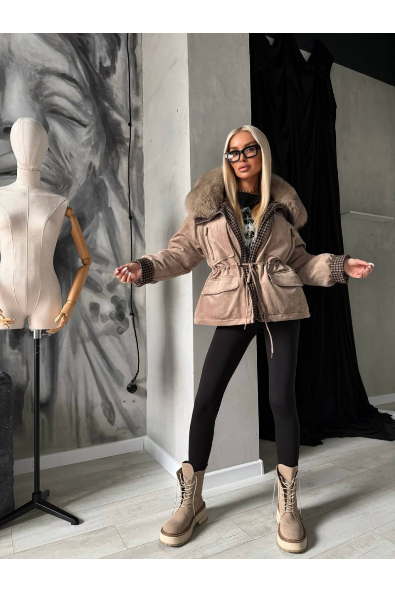 Designer Clothing Женская замшевая парка с натуральным мехом Bogerner premium