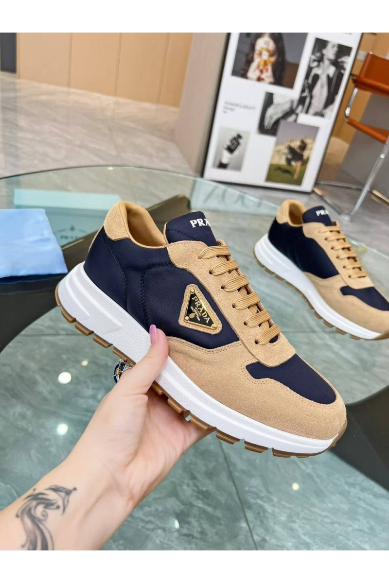 Prada Женские комбинированные кроссовки - Beige / Blue