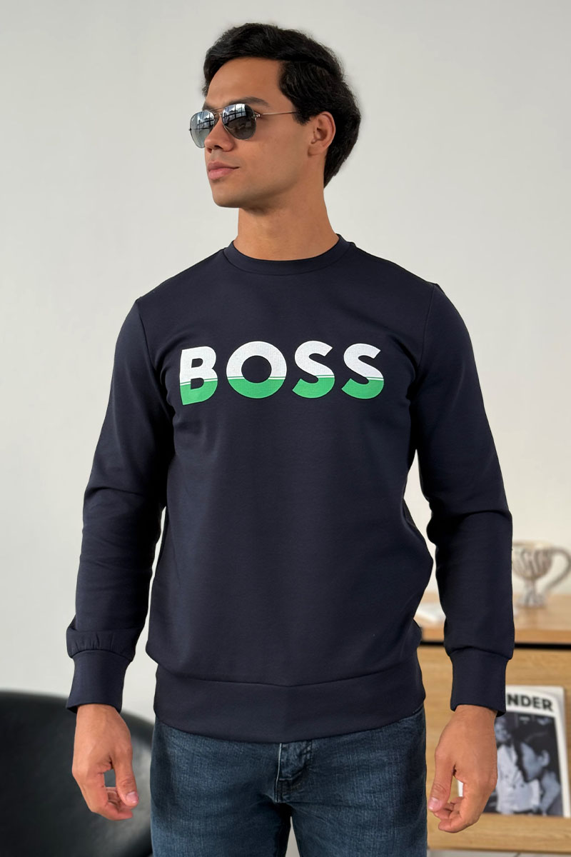 Hugо Воss Тёмно-синий свитшот Salbo 1 Logo-print 