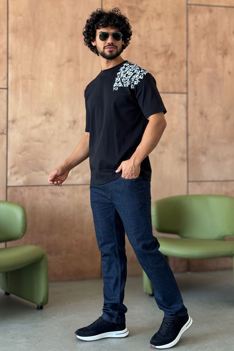 Y-3 Yohji Yamamoto Мужская чёрная футболка 