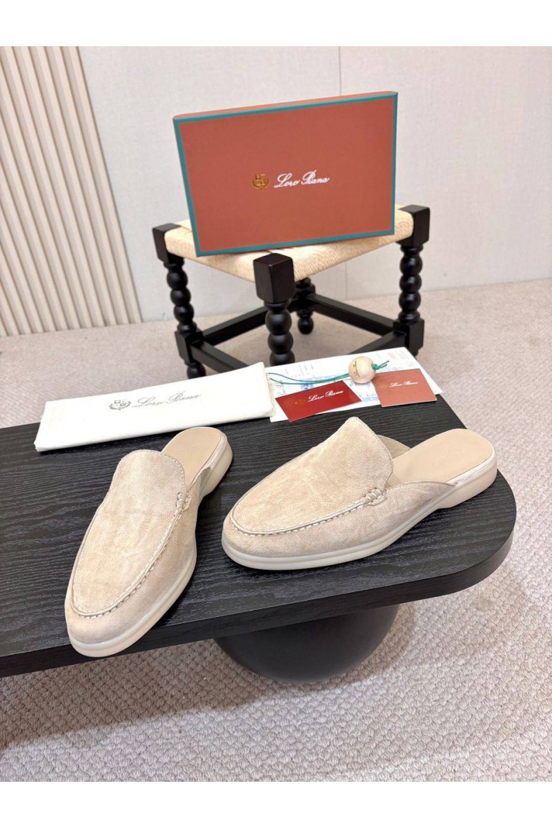Loro Piana Мужские замшевые шлёпанцы Loro Piana