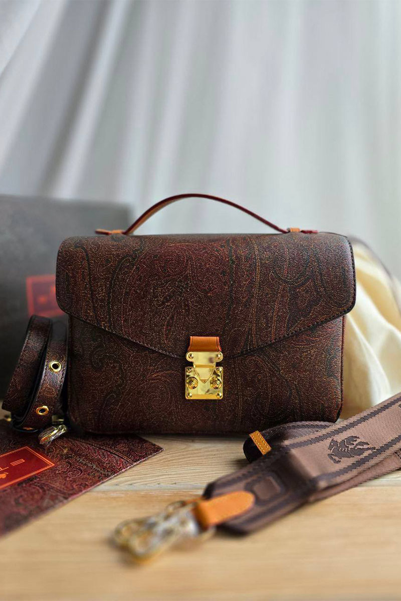 Etro Кожаная сумка с узором пейсли 24x17 см