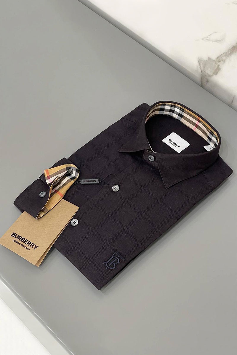 Burberry Мужская чёрная рубашка TB logo-embroidered