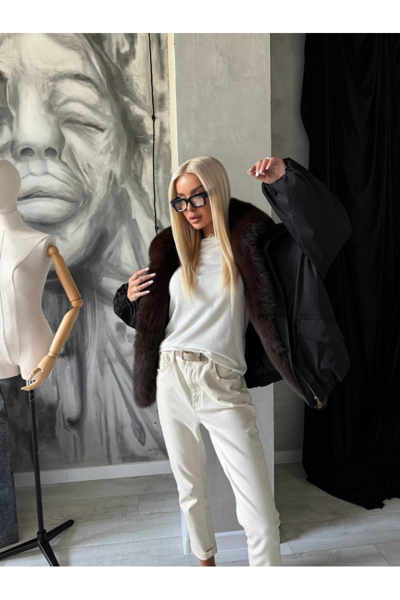 Max Mara Женский бомбер с натуральным мехом premium