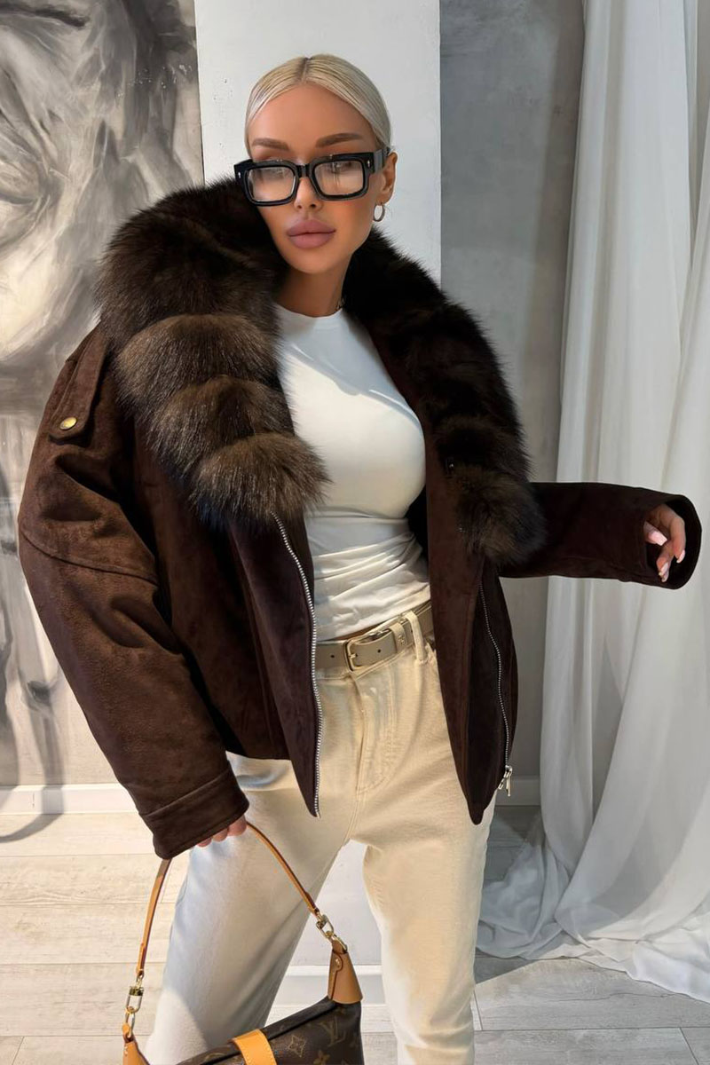 Max Mara Женский бомбер с натуральным мехом premium