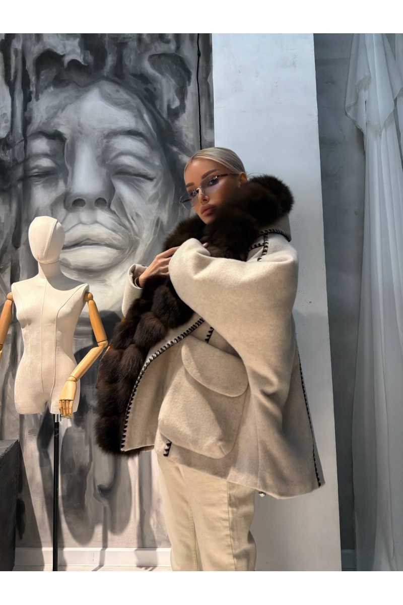 Max Mara Женское пальто с натуральным мехом premium