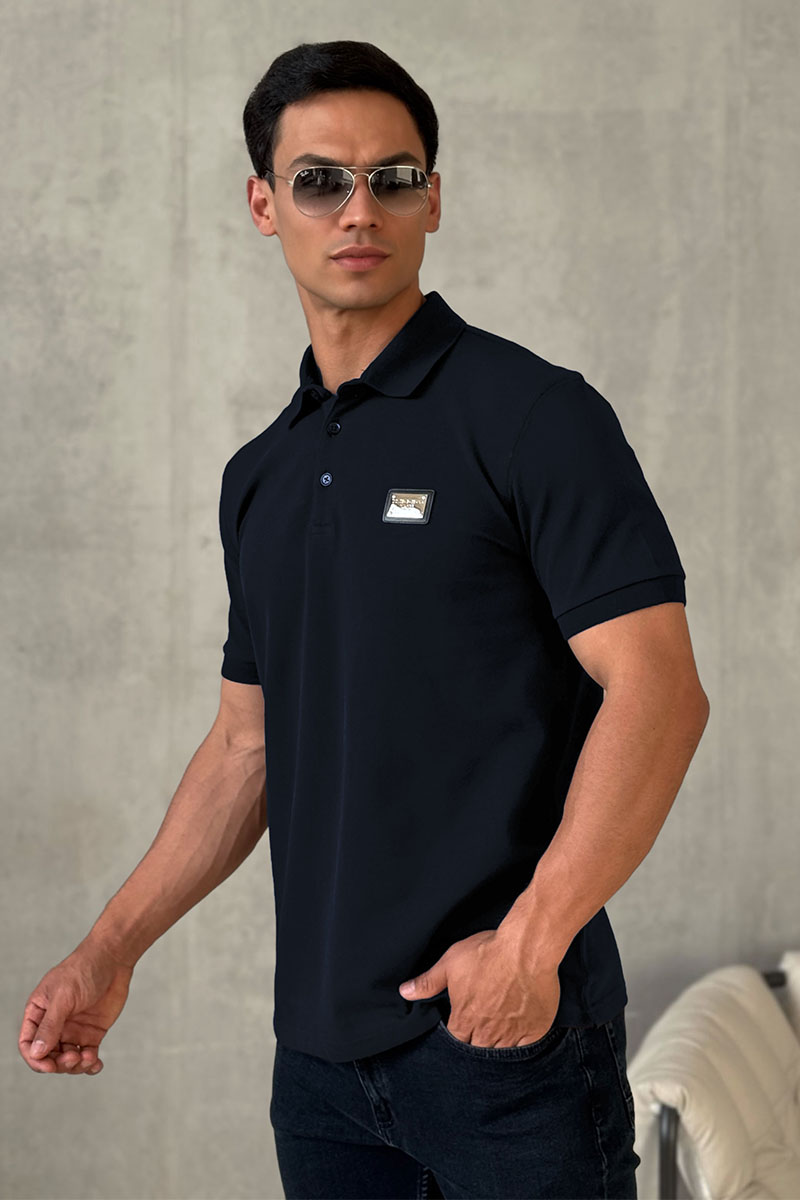 Dоlсе & Gаbbаnа Мужское тёмно-синее поло logo-plaque