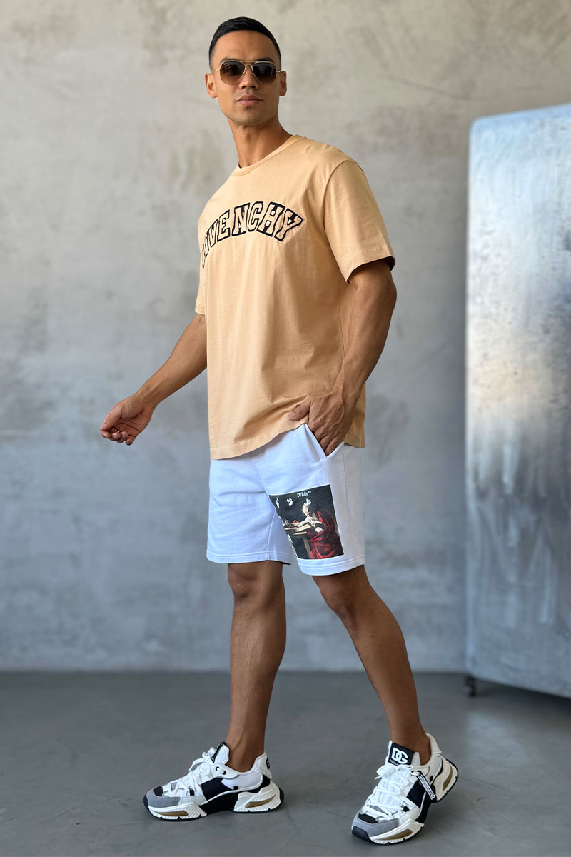 Givenchy Бежевая оверсайз футболка college logo-embroidered