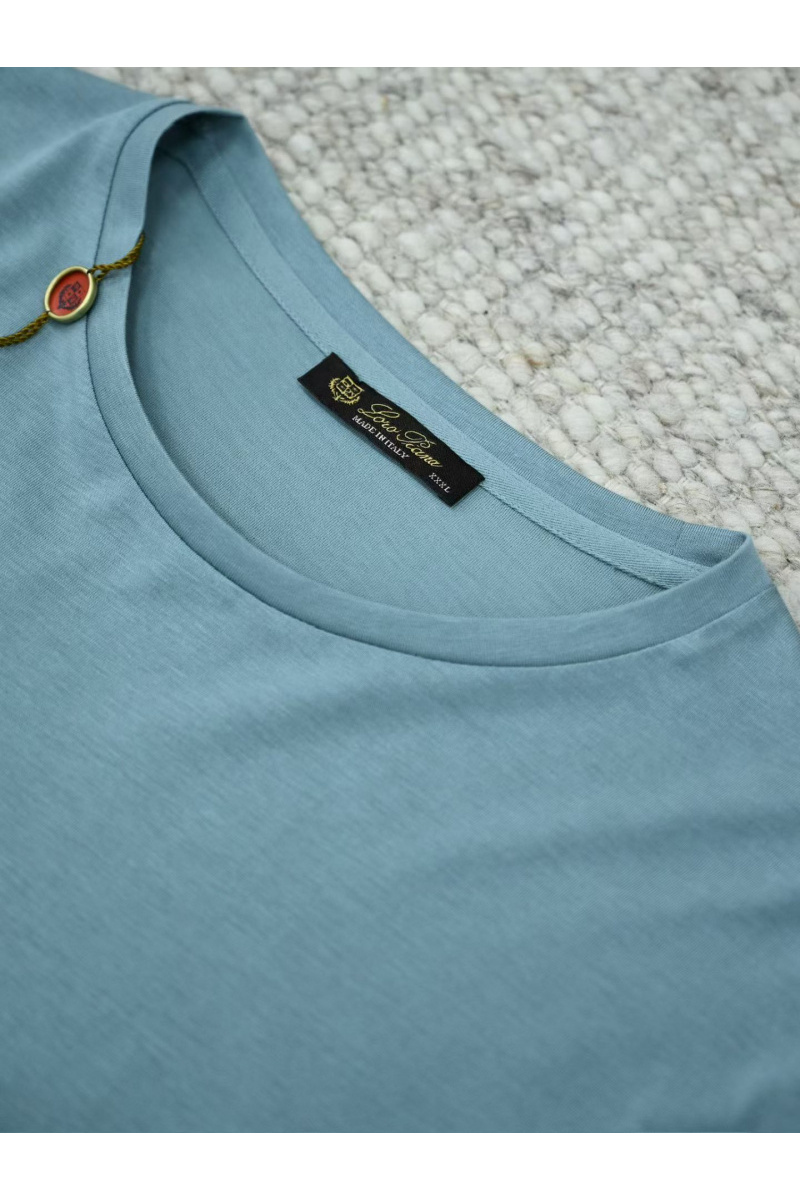 Loro Piana Мужская серо-голубая футболка premium 