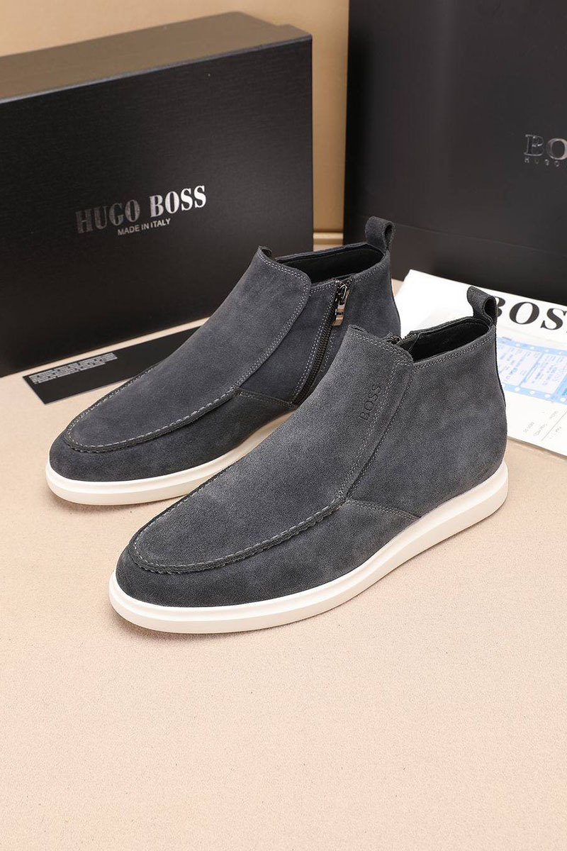 Hugо Воss Замшевые лоферы с мехом high-top - Grey