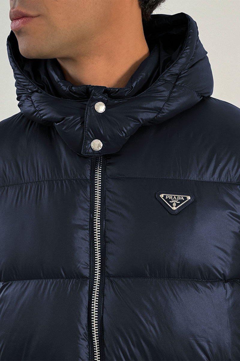 Prada Мужской пуховик logo-plaque - Navy 