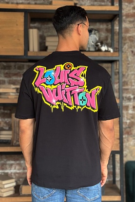 Черная оверсайз футболка graffiti-logo